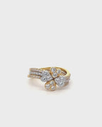 Silver Golden Blossom Stacked Ring