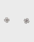 Silver Lucky Clover Sparkle Earrings