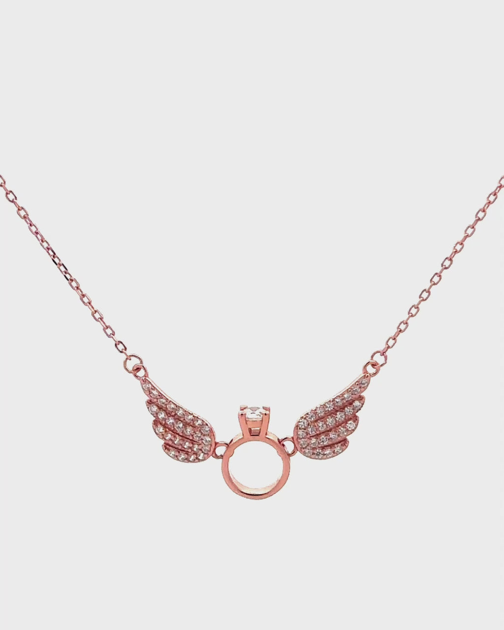 Silver Golden Angel Engagement Pendant Necklace