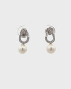 Silver Lucky Charm Pearl Stud Earrings