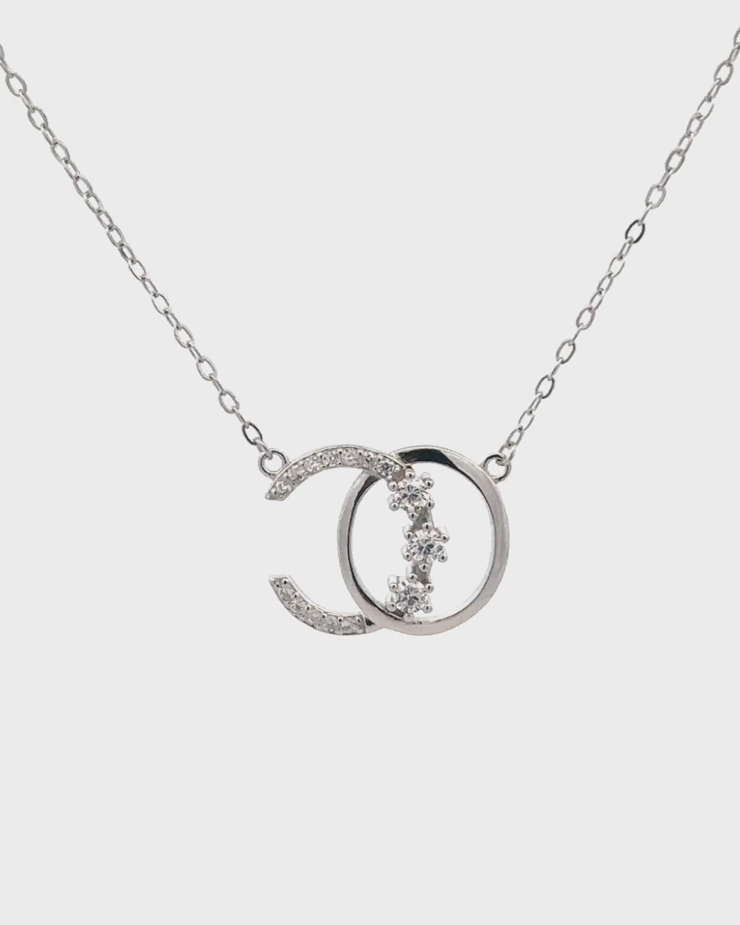 Silver Celestial Harmony Moon Pendant Necklace