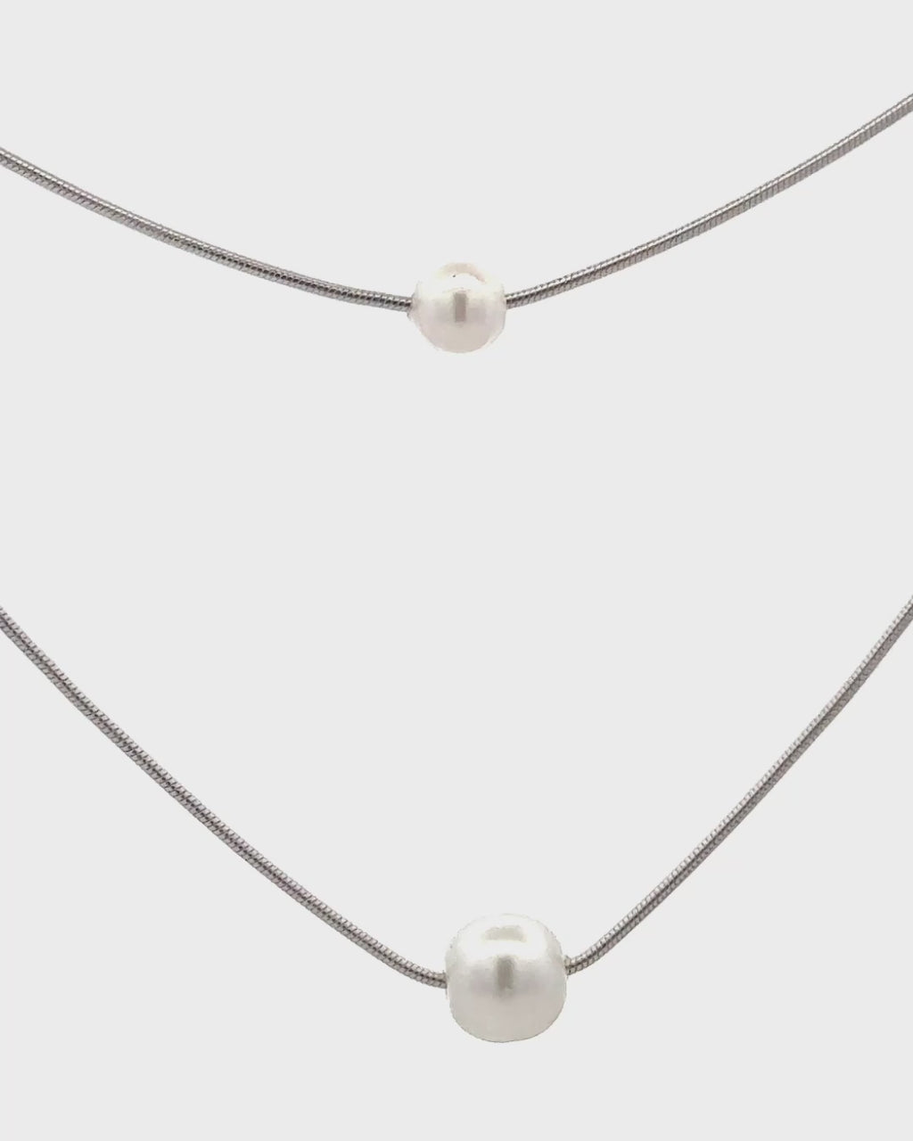 Silver Twin Pearls Harmony Pendant Necklace