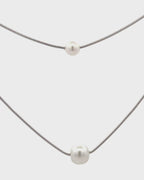 Silver Twin Pearls Harmony Pendant Necklace