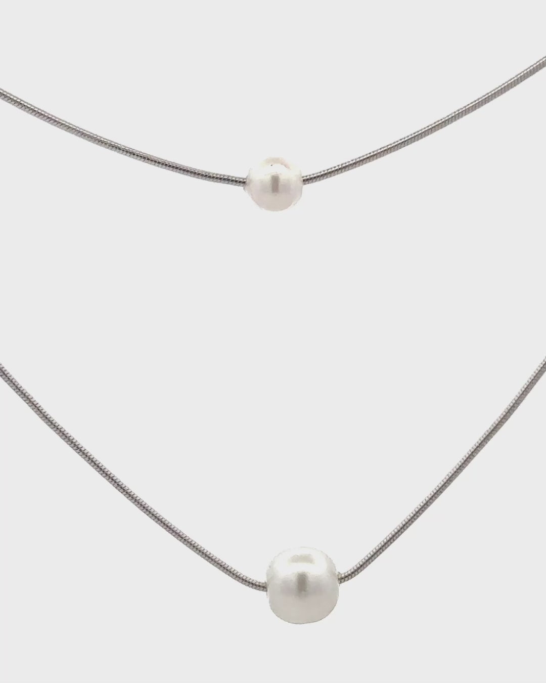 Silver Twin Pearls Harmony Pendant Necklace
