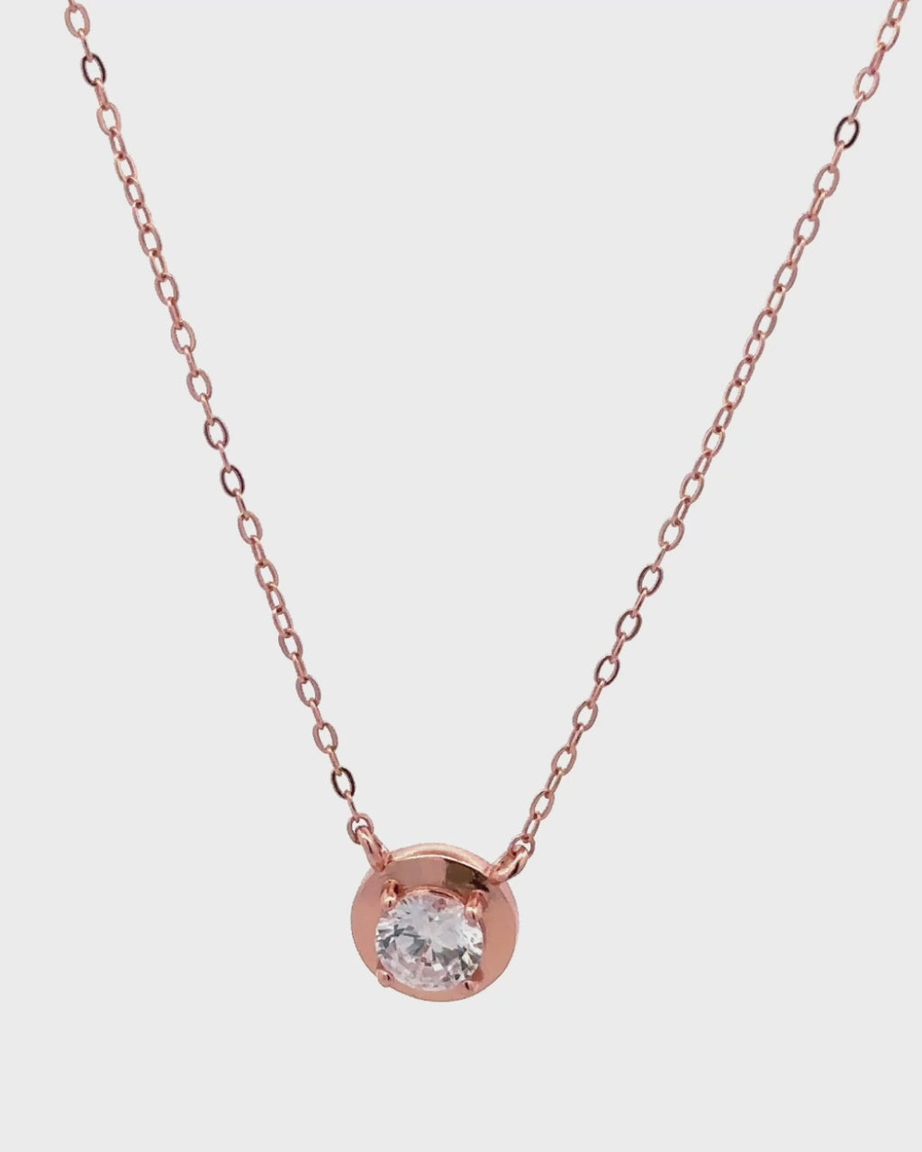 Silver Rose Glow Solitaire Pendant Necklace