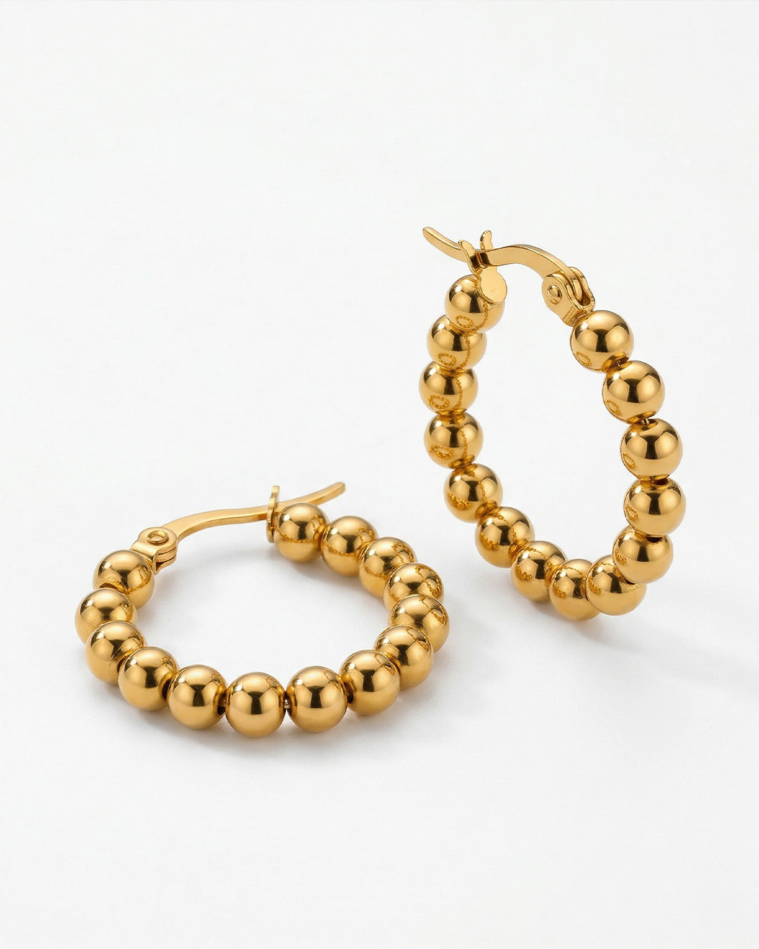 Beaded Gold Hoop Earrings