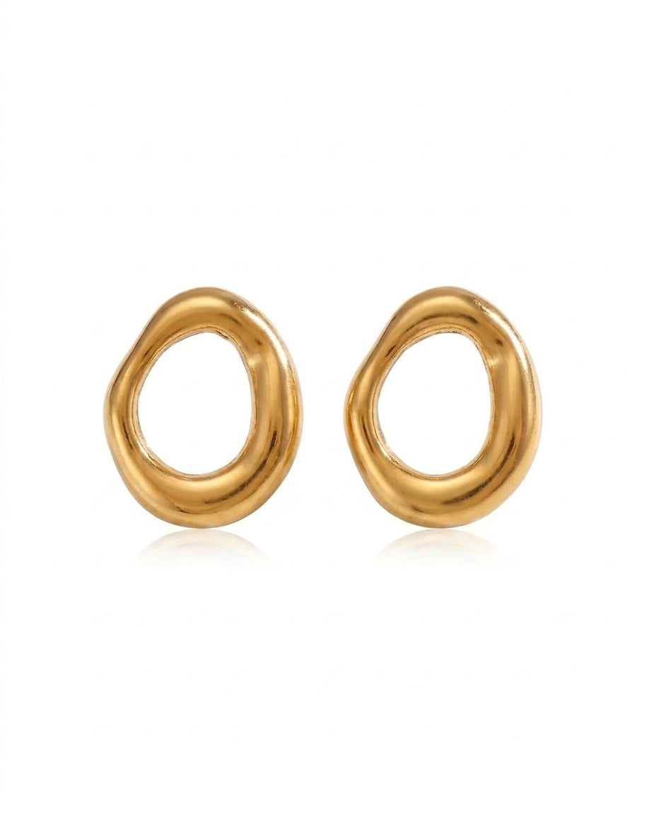 Organic Gold Open Stud Earrings (Demi-Fine)