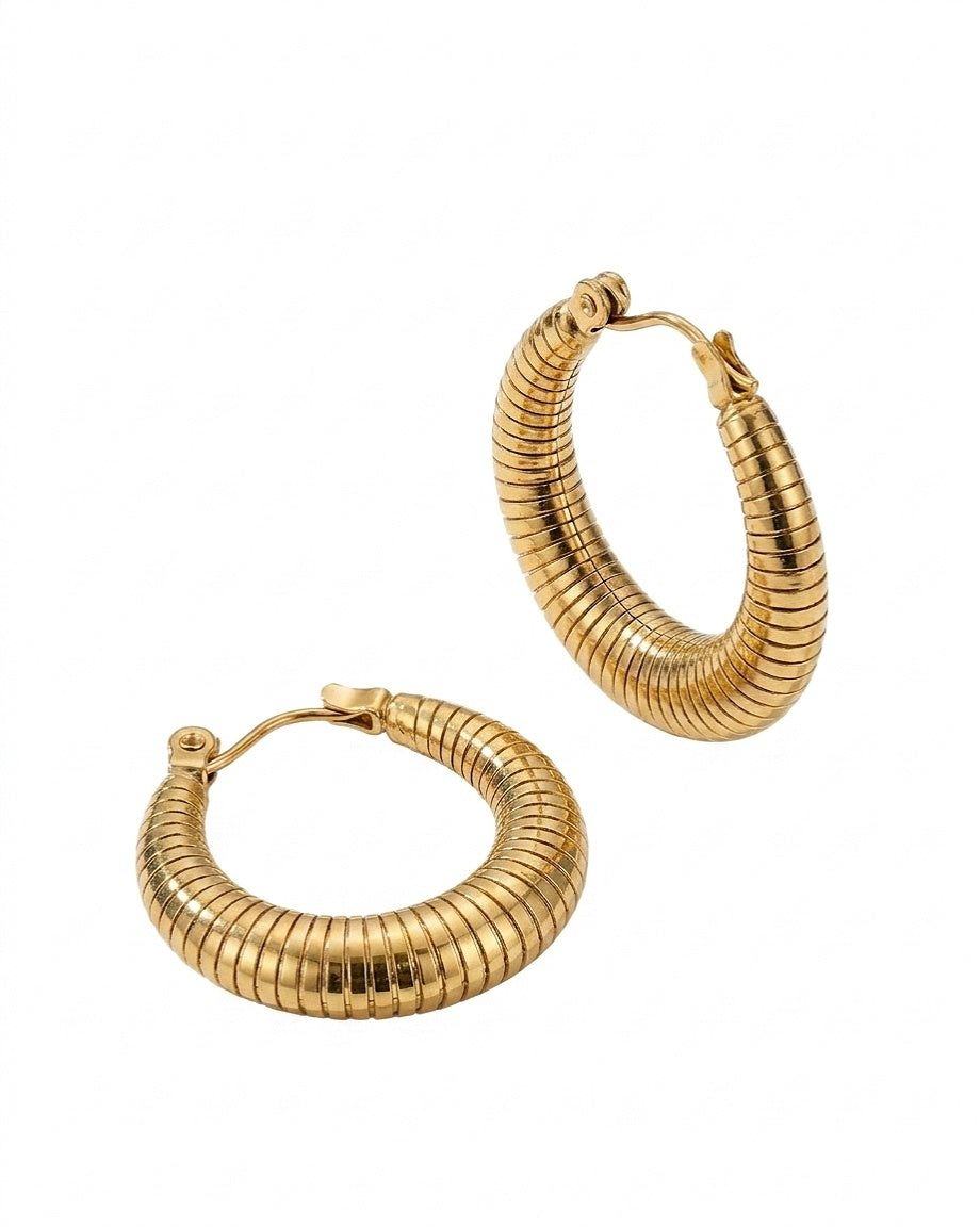 Textured Gold Hoop Earrings (Demi-Fine)