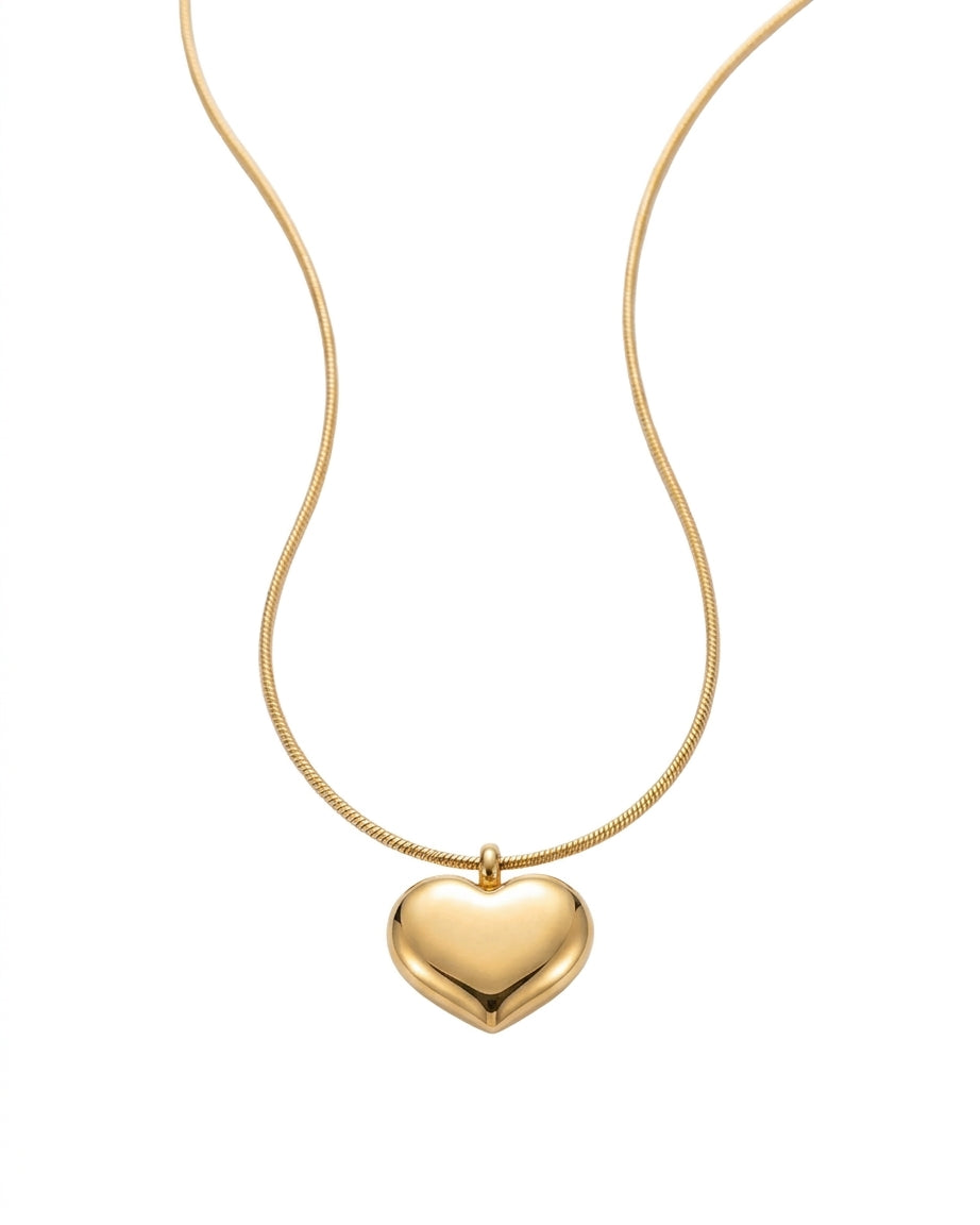 Puff Heart Pendant Necklace (Demi-Fine)