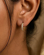 Crystal Pavé Gold Hoop Earrings (Demi-Fine)