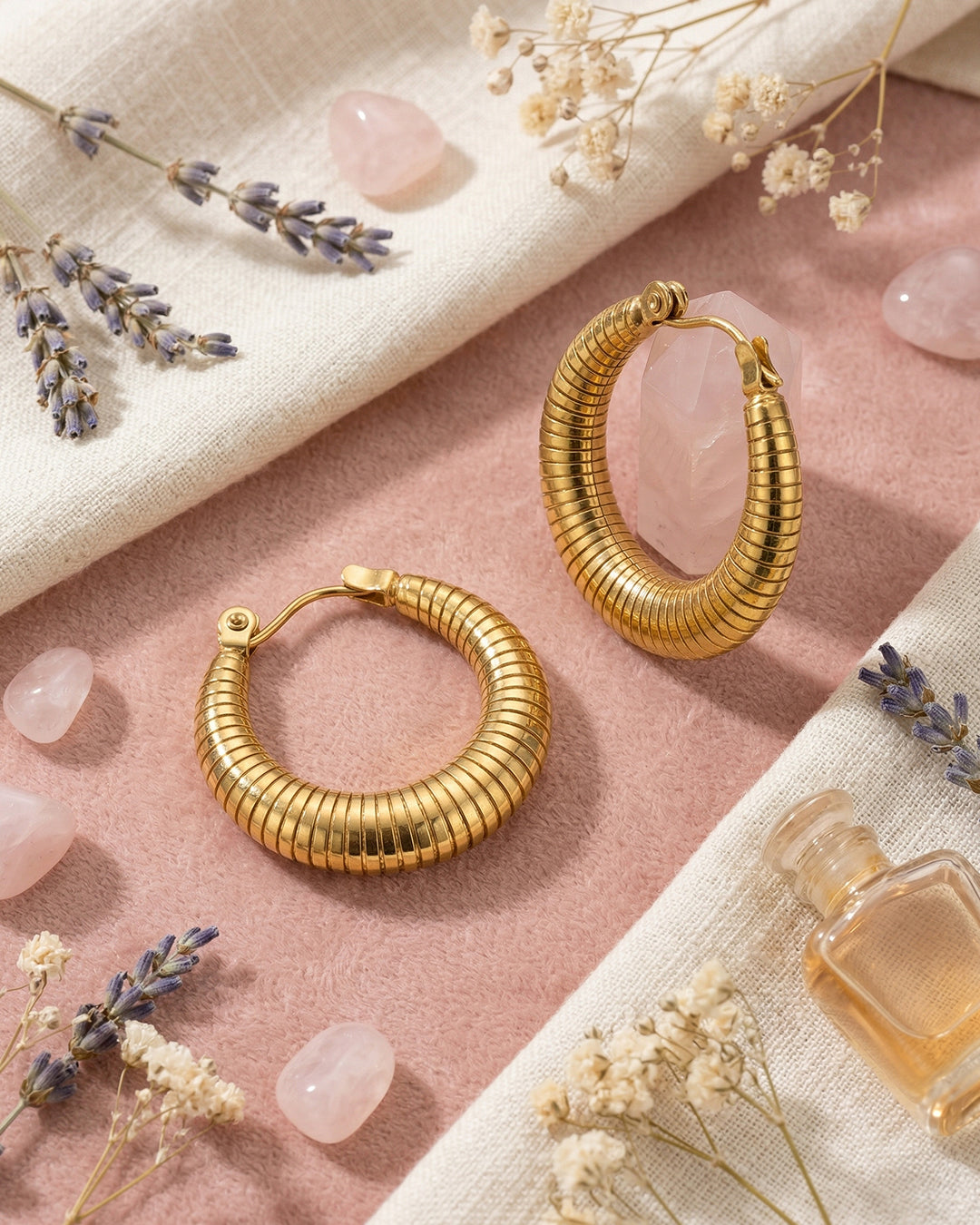 Textured Gold Hoop Earrings