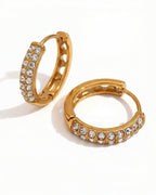 Crystal Pavé Gold Hoop Earrings