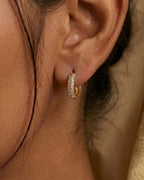 Crystal Pavé Gold Hoop Earrings