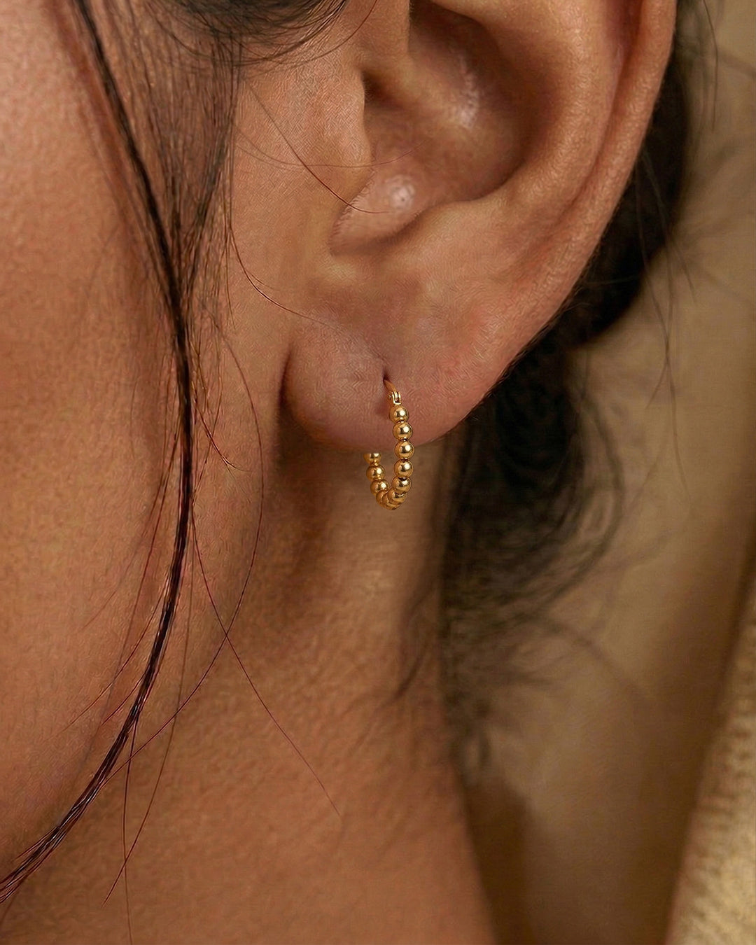 Beaded Gold Hoop Earrings