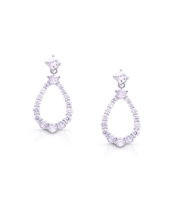 Silver Ethereal Teardrop Diamond Earrings