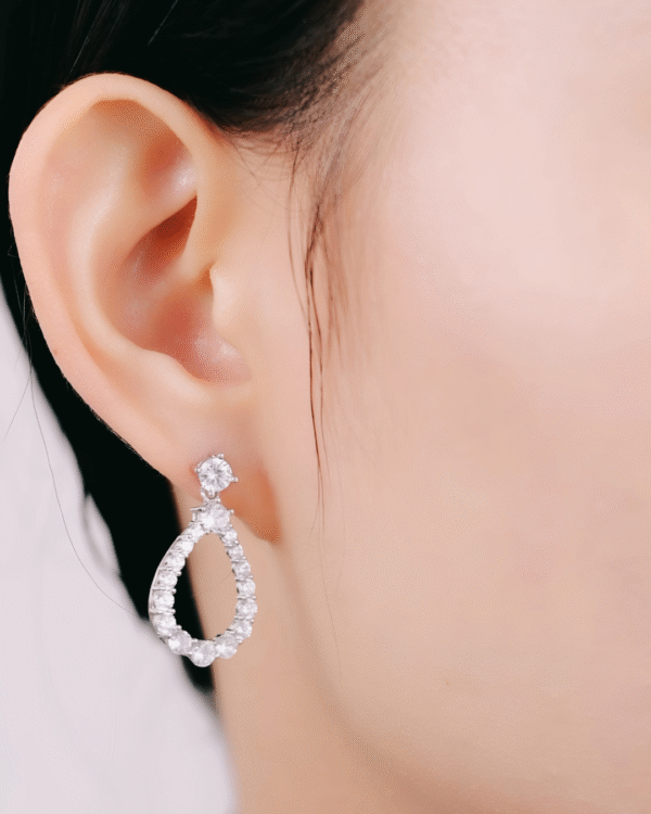 Silver Ethereal Teardrop Diamond Earrings - Image 2