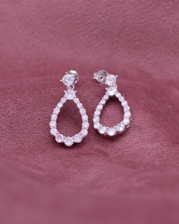 Silver Ethereal Teardrop Diamond Earrings - Image 3
