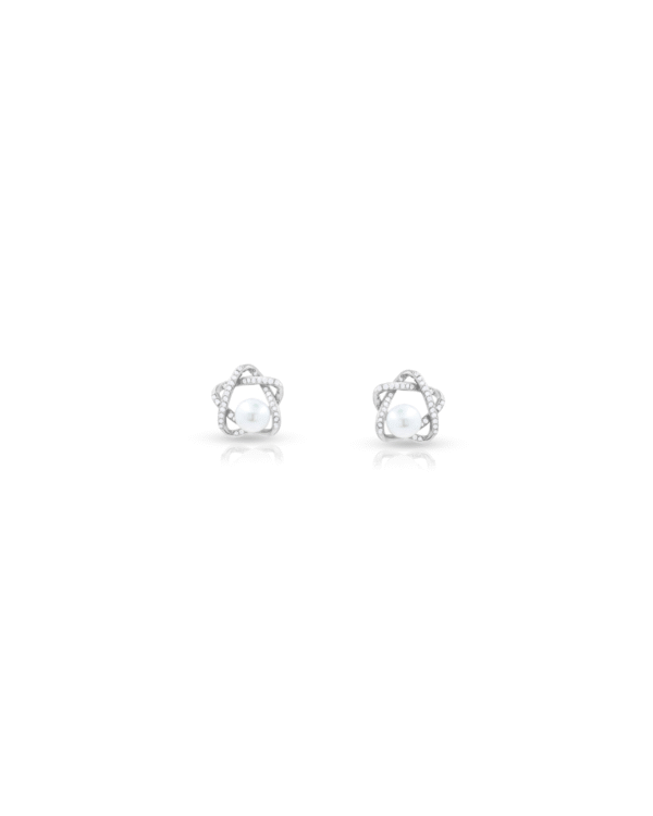 Silver Pearl Orbit Elegance Earrings
