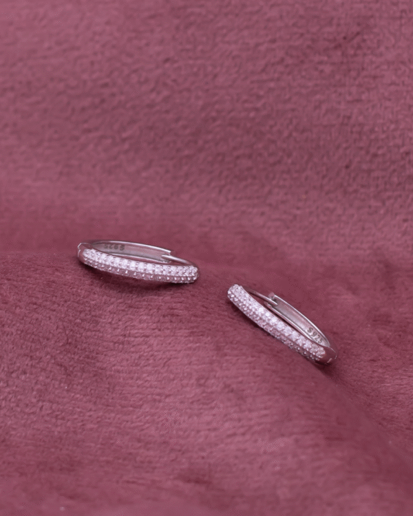 Silver Lustrous Curve Hoop Earrings - Image 3