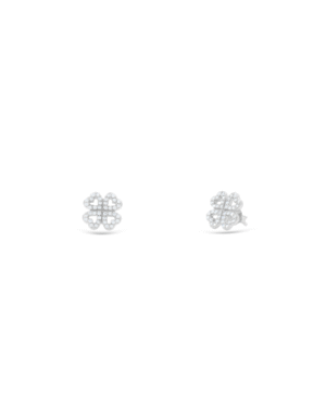 Silver Lucky Clover Sparkle Earrings