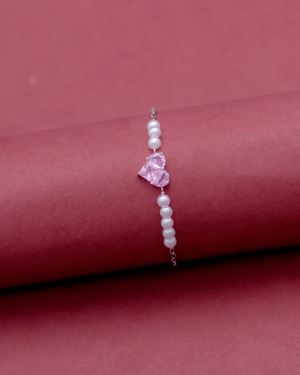 Silver Amour Pearl Heart Choker Bracelet - Image 3