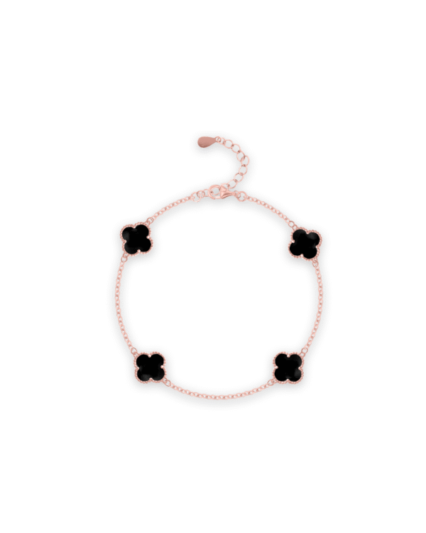 Silver Midnight Clover Bracelet