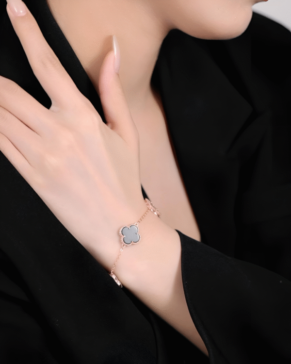Silver Midnight Clover Bracelet - Image 2