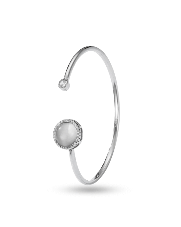 Silver Moonlit Grace Pearl Cuff Bracelet