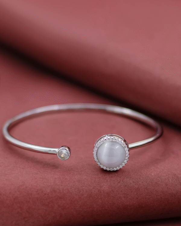 Silver Moonlit Grace Pearl Cuff Bracelet - Image 3