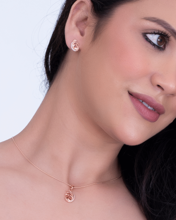 Silver Majestic Swan Rose Gold Pendant Set - Image 2