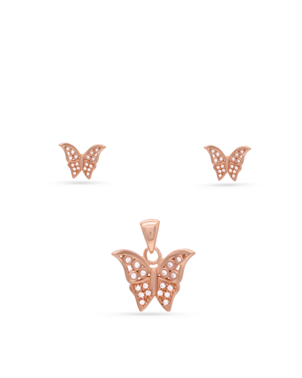 Silver Fluttering Elegance Rose Gold Pendant Set