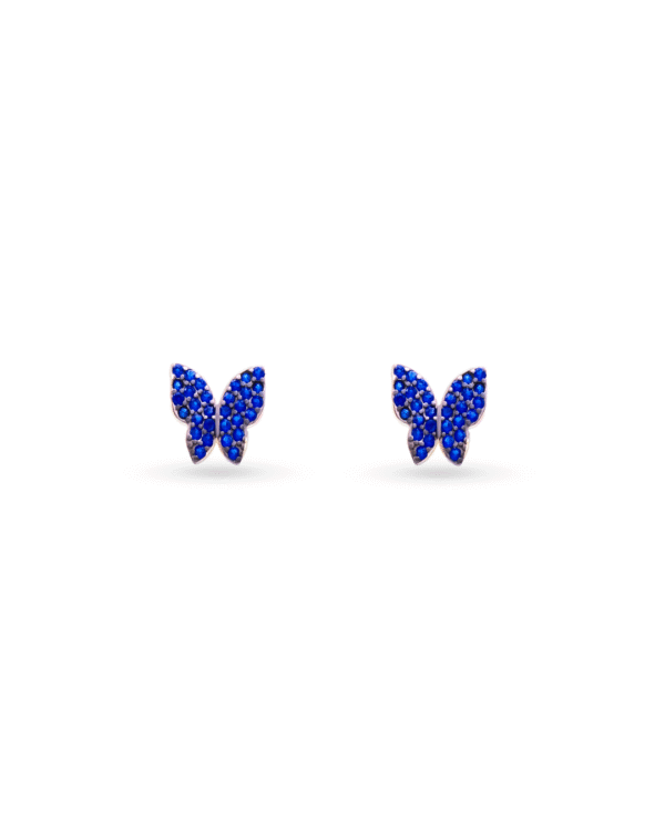 Silver Sapphire Dream Butterfly Stud Earrings