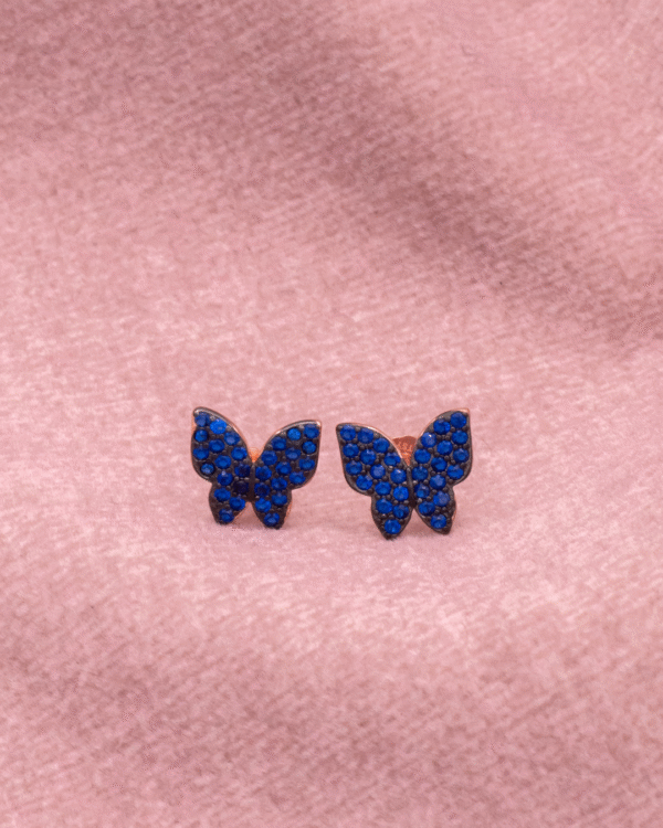 Silver Sapphire Dream Butterfly Stud Earrings - Image 3