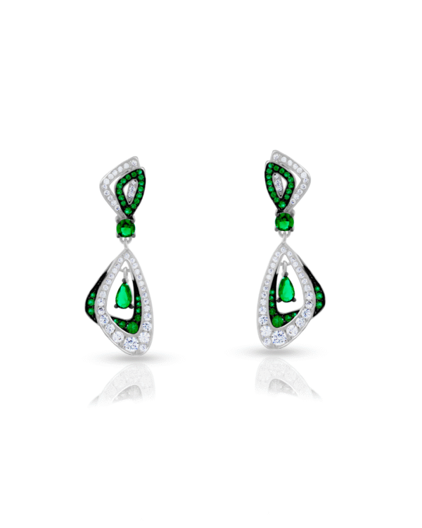 Silver Emerald Mirage Drop Earrings