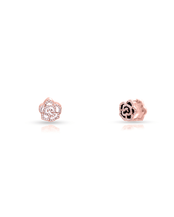 Silver Rose Noir Stud Earrings