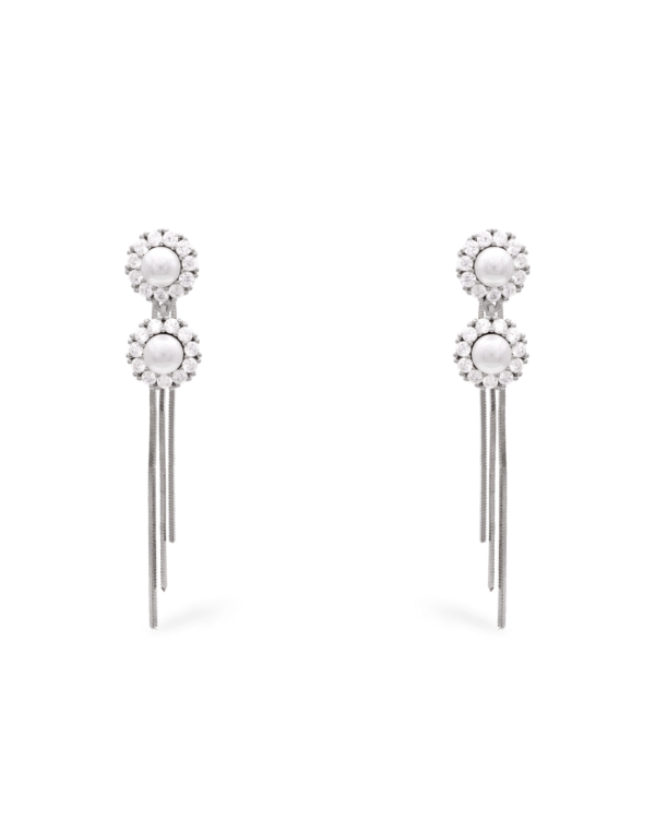 Silver Celestial Glow Pearl Earrings