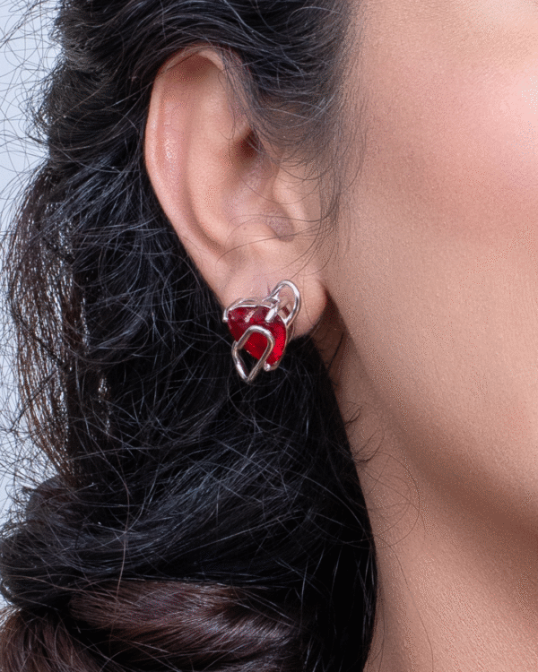 Silver Eternal Love Heart Earrings - Image 2