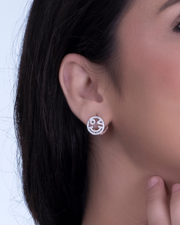 Silver Radiant Smiley Earrings - Image 2