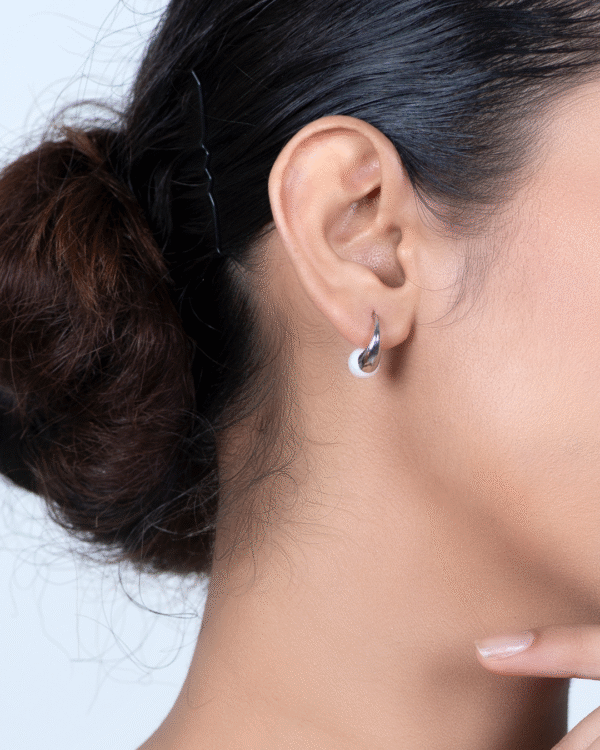 Silver Moonlit Grace Pearl Earrings - Image 2