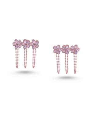 Silver Blossom Drizzle Rose Gold Earrings