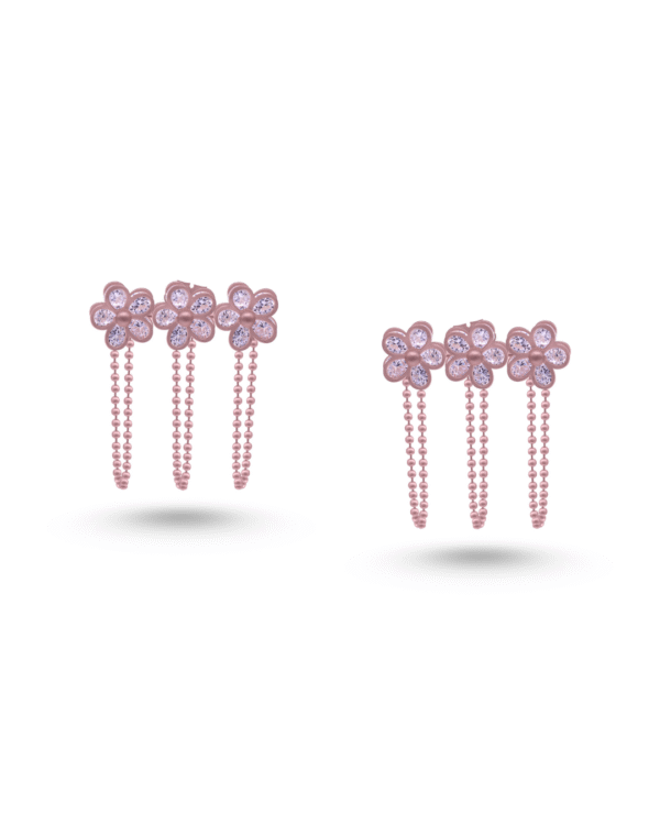 Silver Blossom Drizzle Rose Gold Earrings