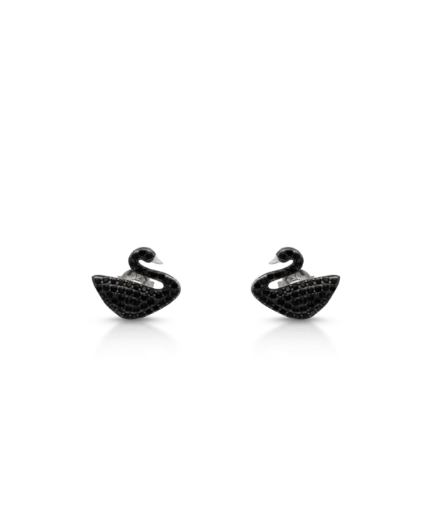 Silver Midnight Swan Earrings