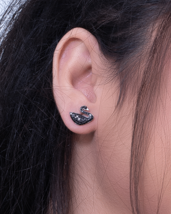 Silver Midnight Swan Earrings - Image 2
