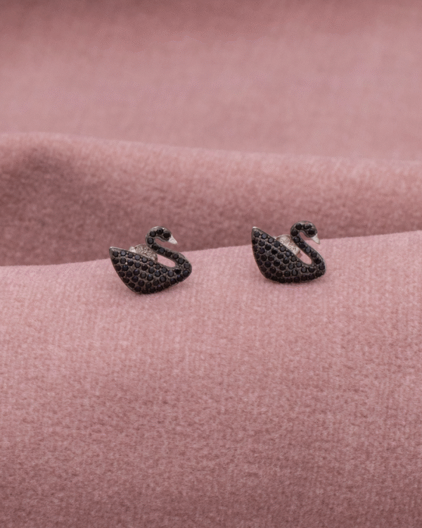 Silver Midnight Swan Earrings - Image 3