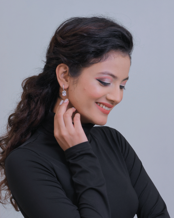 Silver Crystal Elegance Hoop Earrings - Image 2
