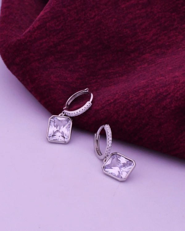 Silver Crystal Elegance Hoop Earrings - Image 3
