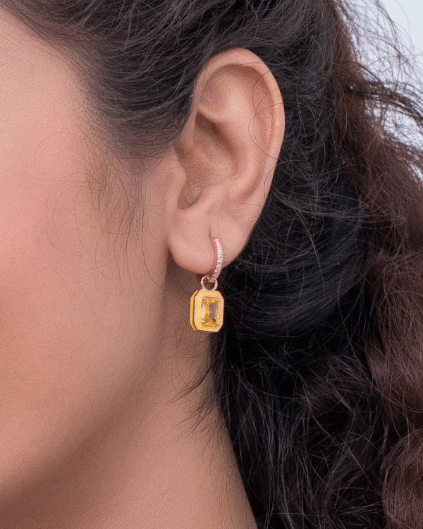 Silver Golden Radiance Hoop Earrings - Image 2