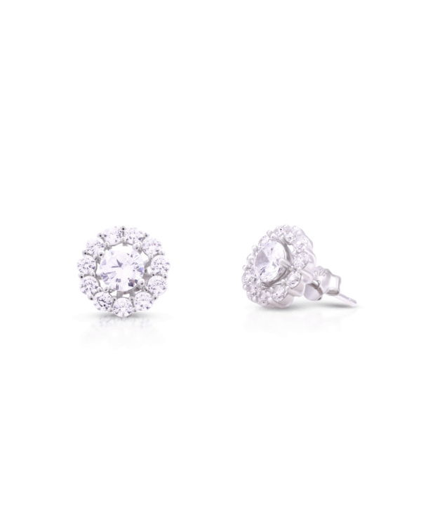 Silver Radiant Halo Sparkle Earrings