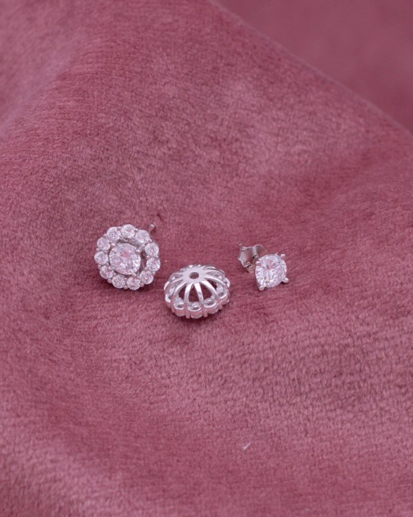 Silver Radiant Halo Sparkle Earrings - Image 4