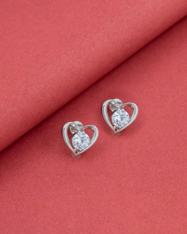 Silver Heartfelt Radiance Stud Earrings - Image 3